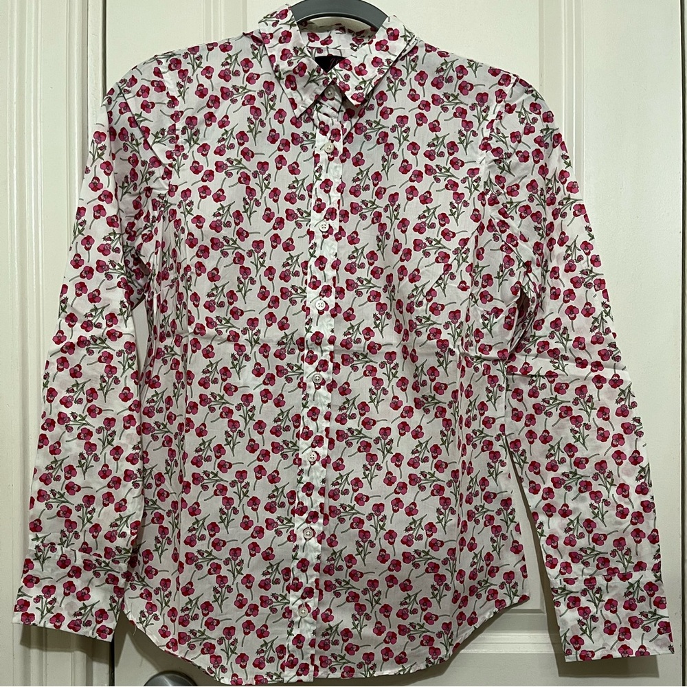J. Crew NWOT Liberty Ros White Button Up Shirt Sz 0
